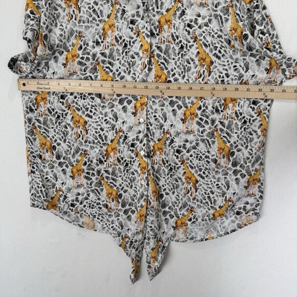 Jane & Delancey Top Womens XL Safari Giraffe‎ Button Up Beachy Tropical Travel - Picture 13 of 14